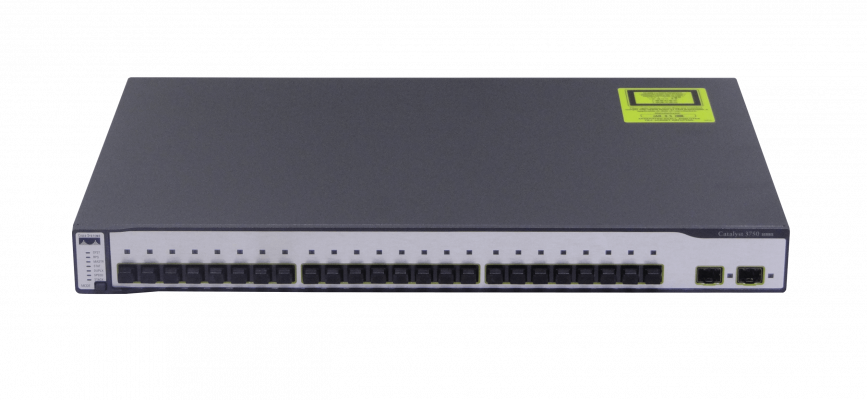 WS-C3750-24FS-S CISCO REFACC 24-MTRJ-100-Fibra 2-SFP-1000 2-Stack Consola Switch Administración