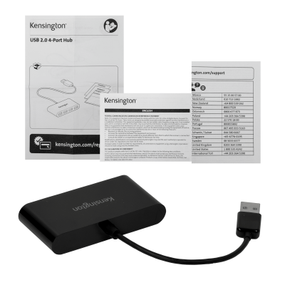 HUB-4 KENSINGTON Hub 4-USB2.0 no permite fuente de poder cable-10cm K39120WW