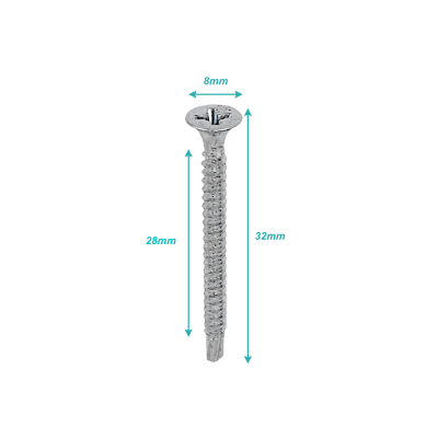 YUS6-10 50-unidades Tornillo Autoperforante para Volcanita 6x1.1/4-pulgadas Largo-32mm Zincado 651141010