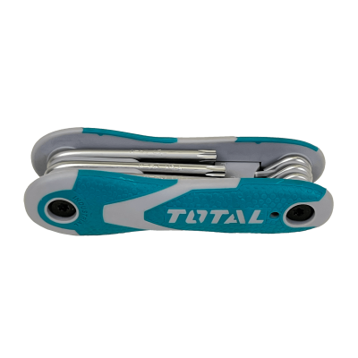 HW-121L TOTAL Juego de 8 llaves de punta Torx: T-9, T-10, T-15, T-20, T-25, T-27, T-30, T-40