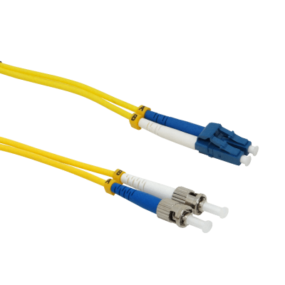 JFSLT3 Cable Puente de Fibra Óptica Monomodo SM Dúplex LC-ST/UPC de 3 Metros 9/125um con Cubierta LSZH de 3mm
