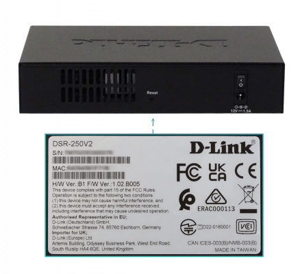 DSR-250V2 D-LINK 3 Puertos 1000Base-T 1-WAN 1-Puerto de Configuración Consola-RJ45 USB IPS Enrutador incluye 12V/1,5A