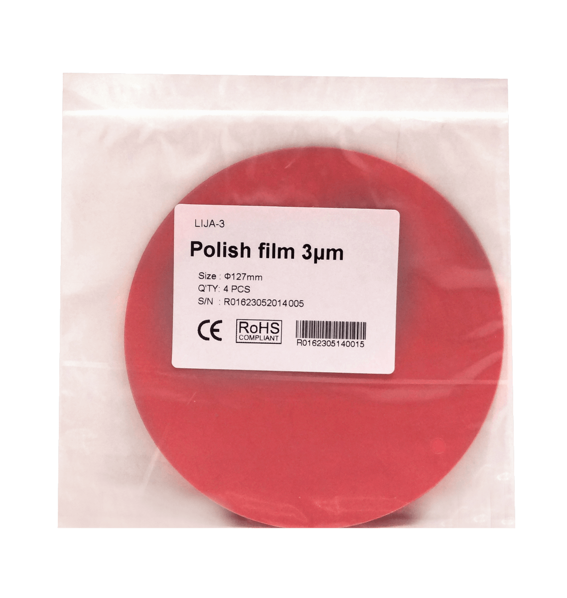 LIJA-3 3um 3-Micras Disco Abrasivo p/Fibra Optica 4-Piezas Diametro-127mm Pulido