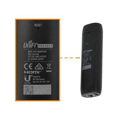 UFP-VIEWPORT UBIQUITI Pantalla de Visualización 4K a 30fps para 16-Cámaras, 2-1000Mbps, 1-HDMI, requiere PoE-af, CPU-QCS605