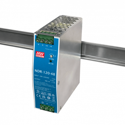 NDR-120-48 MEANWELL 48VDC 120W 2,5A regulable/48-55V Ancho-40mm Carril-DIN Fuente Alimentación