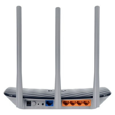 C20 TP-LINK Router Doble Banda AC750 (5GHz/2,4GHz) con velocidades de 433/300mbps, tres antenas fijas, cuatro puertos LAN 100Mbps y un puerto WAN