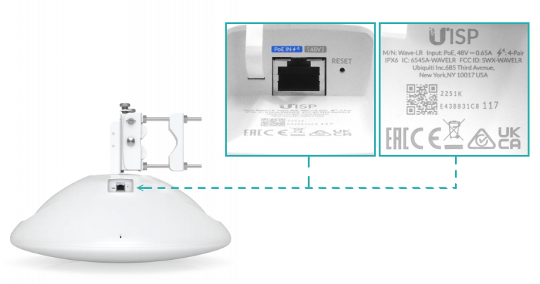 WAVE-LR-LIQ USADO UBIQUITI 8km 46/22dBi 60/5GHz 1-1000 inc-48V 424mm GPS 1gbps-dup