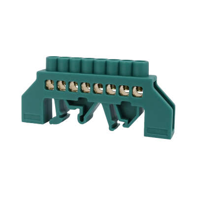 REGLETA-DV8 Bloque Distribución Verde 8 Terminales 4mm Carril DIN Reparto Eléctrico