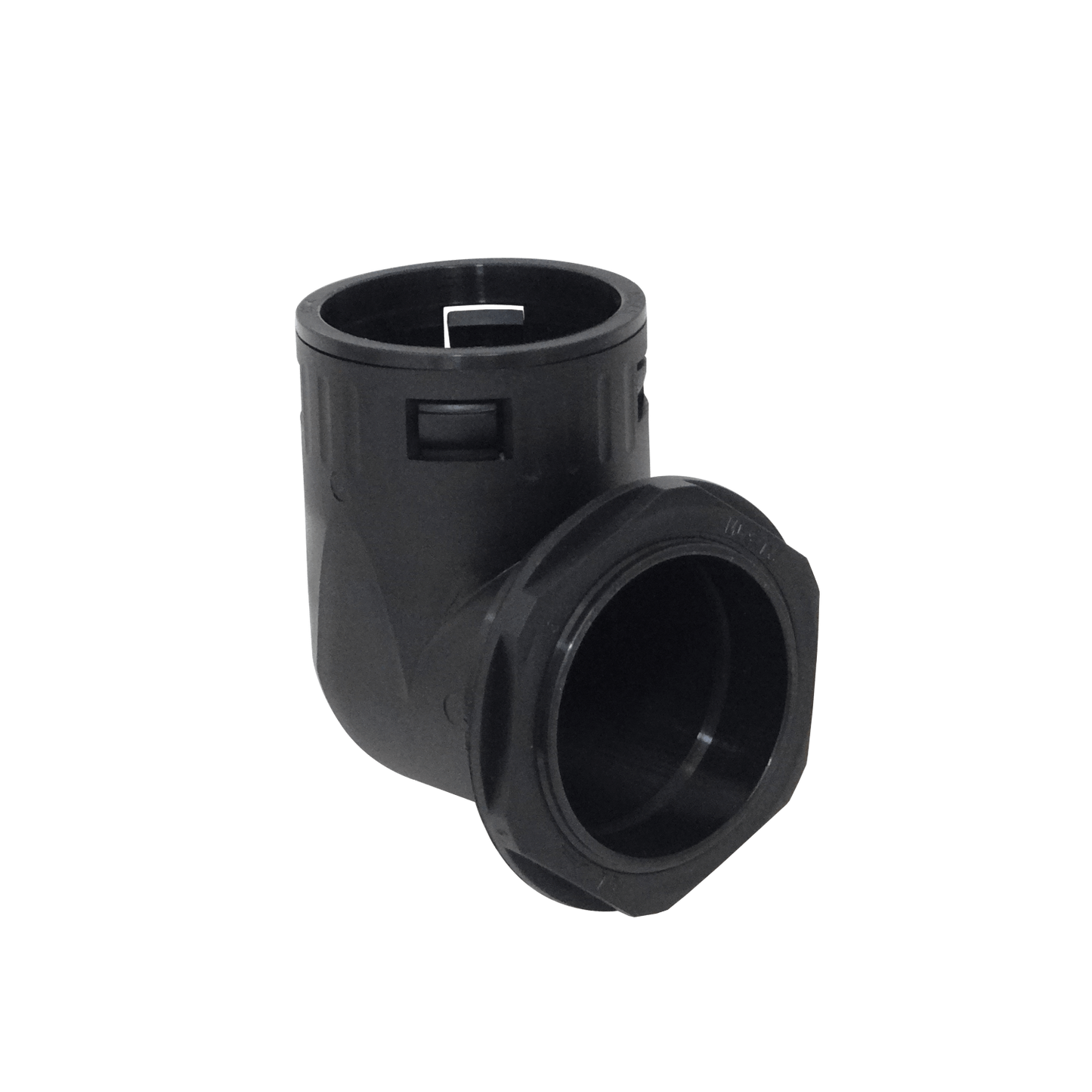 FLEP55-SC 55mm Codo Salida Caja Prensa Estopa p/Conduit Flexible Plastico Negro