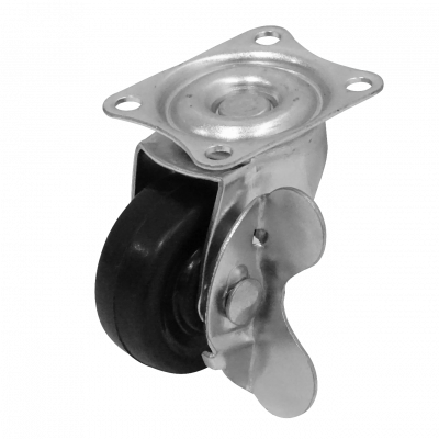 RUEDE-1 Rueda Giratoria de 1,5 pulgadas con Bloqueo Color Negro Capacidad-20Kg 38x46x54mm