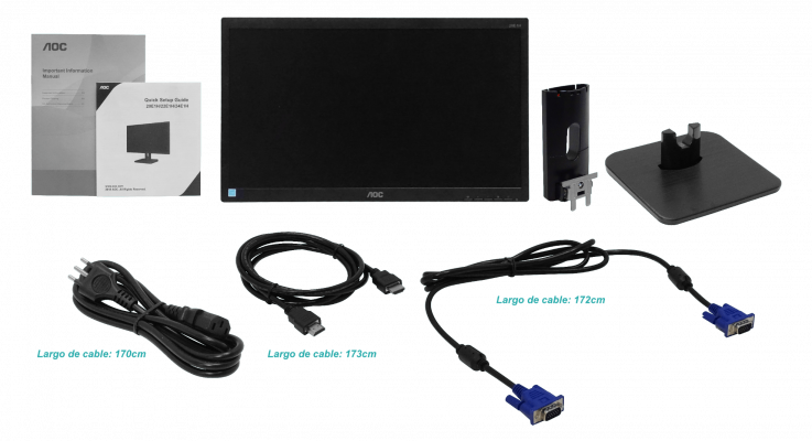 20E1H. AOC Pantalla 20-pulgadas resolución 1920x1080p frecuencia 75Hz conectores HDMI/VGA proporción 16:9 Monitor con entrada C13 alimentación 100-240VAC
