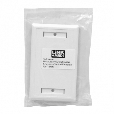 FP1W BLANCO c/Etiquetas 1-Keystone Vertical Faceplate 70x114mm