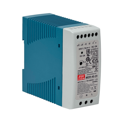 MDR-40-24 MEANWELL 24VDC 41W 1,7A Riel-DIN Fuente-Poder Ajustable Ancho-42mm