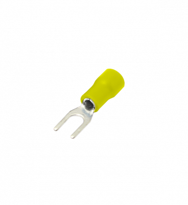 HORQ-3760 Terminal horquilla amarillo 3,7mm para cable 4-6mm² con aislamiento de PVC SV5.5-3.5, paquete de 100 piezas