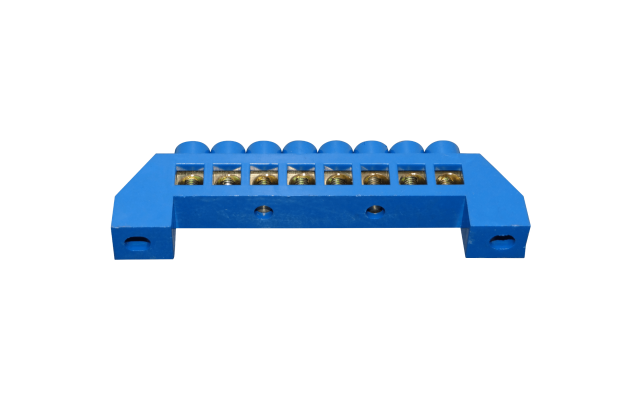 REGLETA-DA8 Barra de Distribución Azul con 8 Tomas de 4mm Instalación en Carril DIN para Circuitos Eléctricos