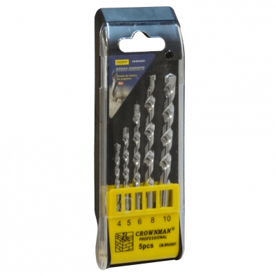 BROCAS-CONCRETO Juego de 5 mechas para hormigón medidas 4x74mm 5x84mm 6x99mm 8x119mm 10x119mm CM-BR45001