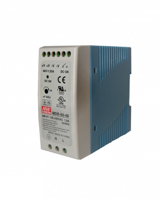 MDR-60-48 MEANWELL Fuente de Alimentación 48VDC 60W 1,25A Ajustable Ancho 42mm Riel DIN