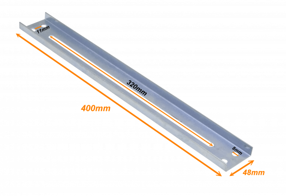 CCA-40C 40cm 4-Perforaciones Barra Metálica Ranurada Soporte para CC-240 402x49x13mm