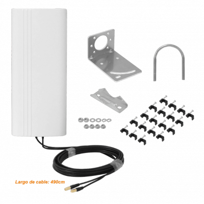 7027HVX 2x9/12dBi 2-SMA-M/5m 650-960 1710-2700MHz Polarización-X Antena Plana 41x18x6cm