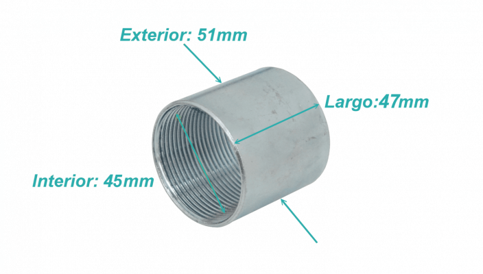 M15-COM IMC Acople 1-1/2-Pulgadas Largo-48mm Rosca Interna 45/51mm-Diam-int/ext