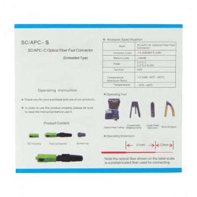 CFCAR-H SC/APC Ho Pivote-Verde SM 10-unid Conectores Rápidos Monomodo G657A SX