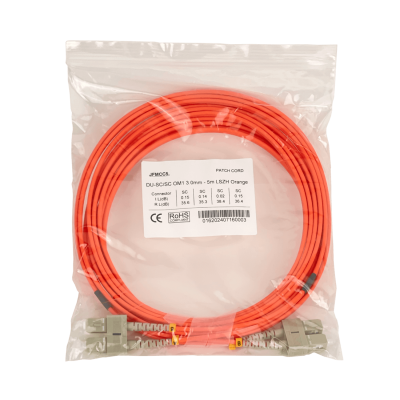 JFMCC5 Cable de fibra óptica dúplex SC-SC OM1 Multimodo MM de 5 metros, 62.5/125µm, cubierta LSZH de 3mm