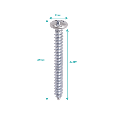 YUR8-12 100-Piezas Tornillo Cabeza Redonda 8 X 1.1/2-pulgadas CINC 617448001