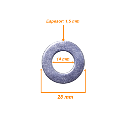 GOL-M14 M14 Arandelas 10-piezas 28x14x1,5mm compatibles con Tornillo Sinfin M14-230