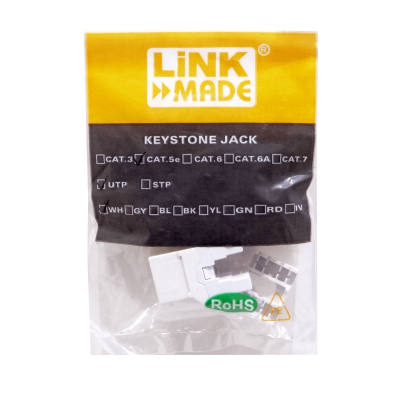 KP5WL-1 LINKMADE Conector Keystone Cat5E U/UTP Blanco 180º para Ponchar con Herramienta KPT