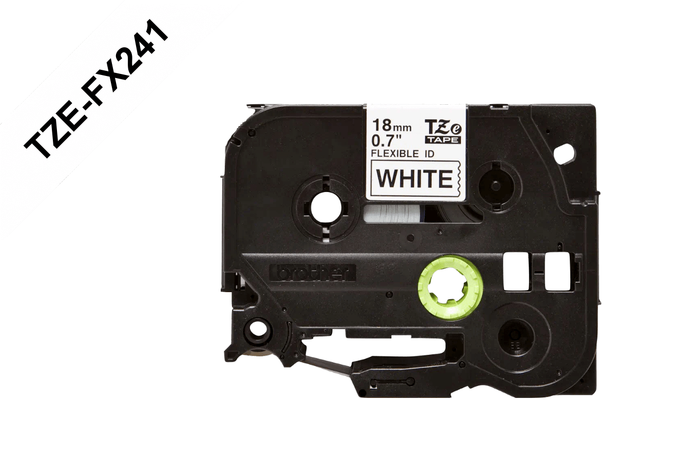 TZE-FX241 BROTHER Flexible 18mm Negro sobre Blanco Cinta 8m para PT-E300/E550/D600