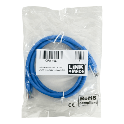 CPA-10L LINKMADE 1 METRO CAT5E AZUL LSZH CABLE DE PARCHEO SOBREMOLDEADO MULTIHILO