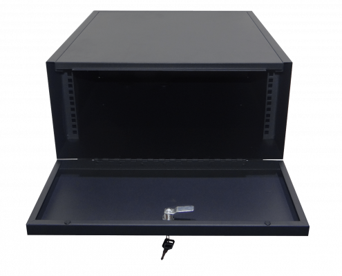 RK04-6LF LINKMADE Gabinete de Pared para Rack 4U 60cm de Profundidad Puerta Metálica de Seguridad Color Negro