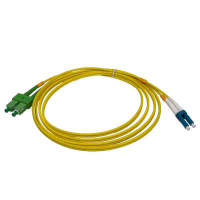 JFSAL2 Cable Jumper de Fibra Óptica Monomodo Dúplex SC/APC a LC/UPC de 2 Metros, 9/125µm y 3mm