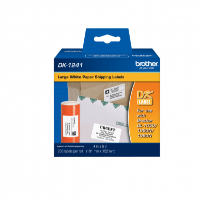 DK1241 Brother 101x152mm 200-Etiquetas Autoadhesivas Papel Blanco para-QL 10x15cm