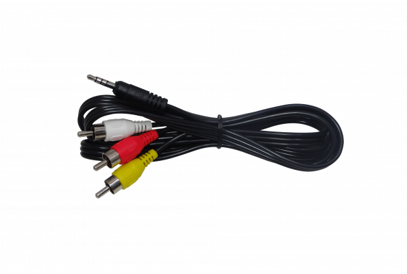 AV-2MR Cable de Audio y Video de 1 Metro, Conector Macho 3.5mm a 3 Conectores RCA Macho, Plug Phone de 1/8