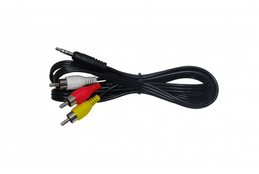 AV-2MR Cable de Audio y Video de 1 Metro, Conector Macho 3.5mm a 3 Conectores RCA Macho, Plug Phone de 1/8
