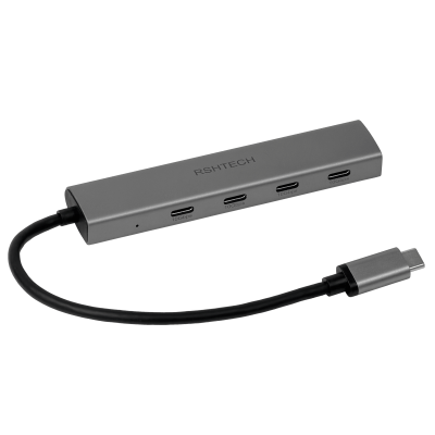 HUB-USBC4 Hub Type-C 10gbps 1-USB-CM 4-USB-CH Aluminio Cable-15cm UCH803