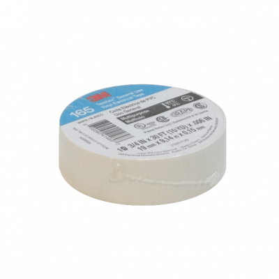 TEMFLEX-9W. 3M Cinta 9mt 165 Blanca Aislante PVC 19mm Espesor-0,15mm 600V Temperatura-90ºC