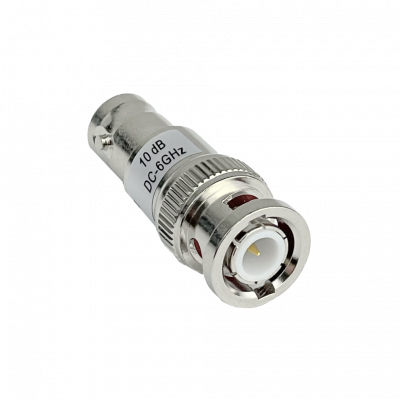 ATB-10 Atenuador de RF BNC de 10dB con rango de frecuencia de 0 a 6GHz, conector BNC Macho a BNC Hembra, acople para DC hasta 6GHz