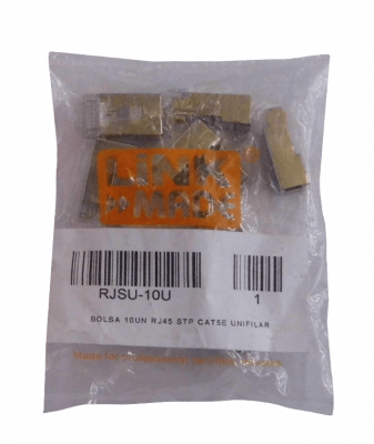 RJSU-10U LINKMADE 10-unids p/Uniifilar Cat5e FTP STP Conector RJ45 Metalico