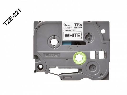 TZE-221 BROTHER 9mm Negro en Fondo Blanco Cinta 8mt p/PT-H110/9700/D600/E