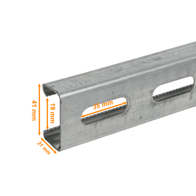 CANAL-1 Riel Strut Ranurado de Acero 1m 21x41x1.2mm Calibre 100cm