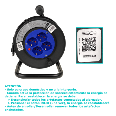 ALARG-415 RITTIG 15mts Prolongador Bobina 4-Tomas Universales-H 1-16A-IM 250V Resguardo