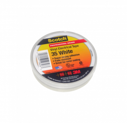 SCOTCH35 3M Cinta Blanca 19mm x 20mt 0,178mm 3/4pulg Vinilo Retarda-Fuego