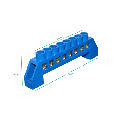 REGLETA-DA8 Barra de Distribución Azul con 8 Tomas de 4mm Instalación en Carril DIN para Circuitos Eléctricos