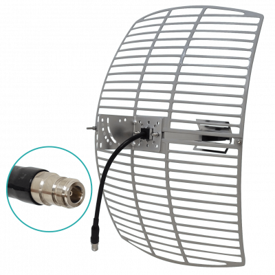 ANT-2419 Antena Parabólica de Rejilla 19dBi Banda 2,4GHz-2,48GHz Apertura 12ºx16º Conector N-Hembra-30cm Desarmable 40x60cm