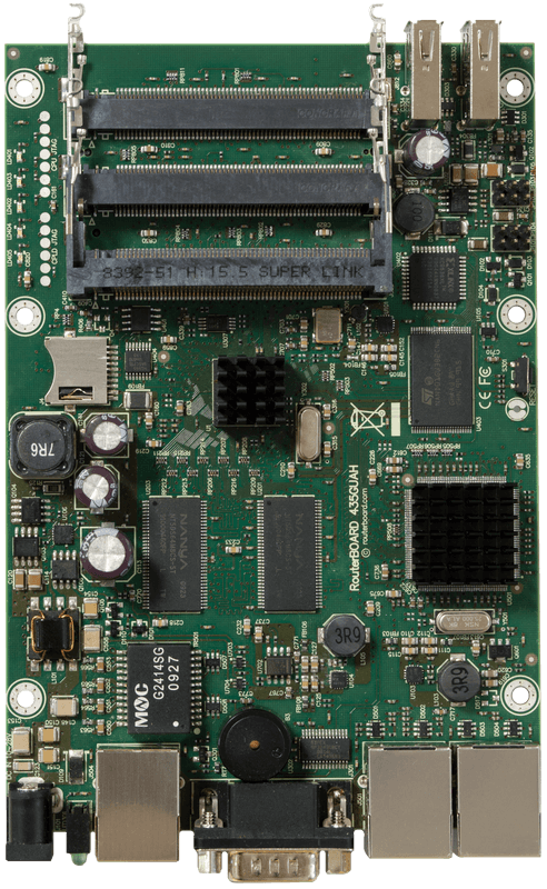 RB435G MIKROTIK RouterBoard 256MB 680MHz 5 MiniPCI 3 puertos 1000 2 USB microSD