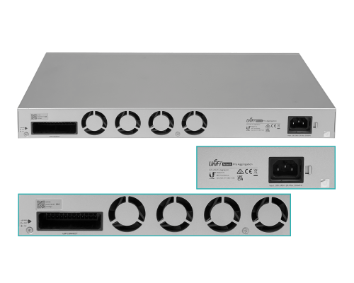 USW-PRO-AGGREG-LIQ Switch de agregación UBIQUITI de segunda mano UniFi con 4 puertos SFP28 y 28 puertos SFP+ de 10G para montaje en rack con administración de capa 3 y alimentación de 100 a 240 V