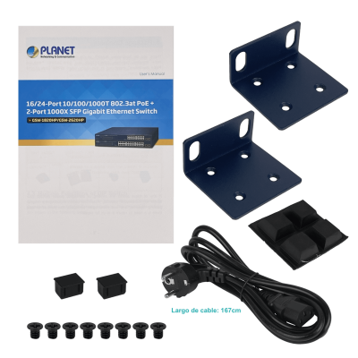 GSW-1820HP PLANET 16-1000-PoE48+af/at 240W-total 2-SFP Conmutador no administrable Bastidor V2