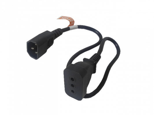CCMI 0,6mt Negro Hembra-IH a C14-Macho Cable de Poder 6A 3x0,75mm2 60cm